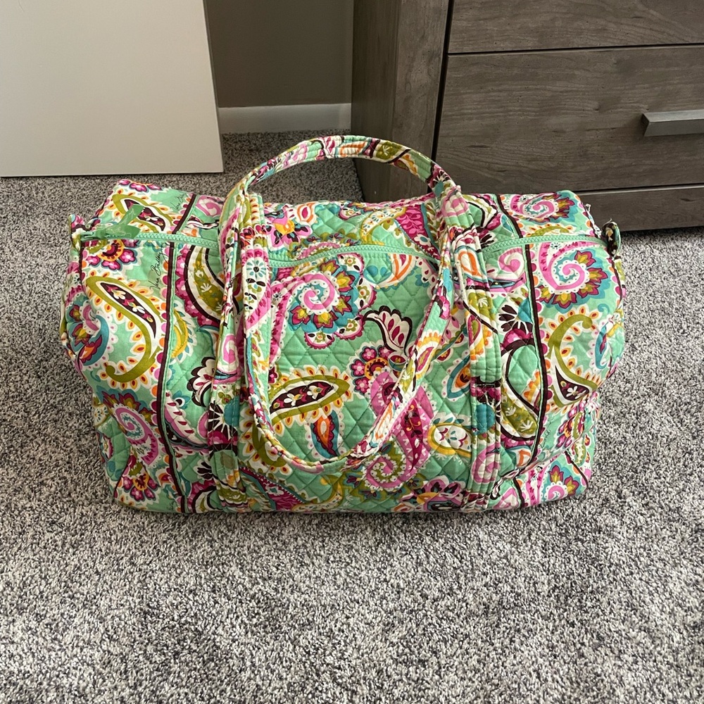 Very Bradley Green Paisley Duffel Bag